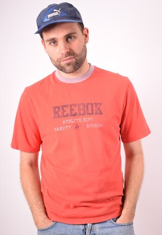 REEBOK MENS VINTAGE T-SHIRT TOP LARGE RED 90S