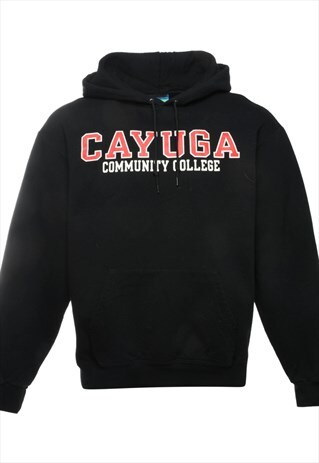 VINTAGE CHAMPION CAYUGA PRINTED HOODIE - L