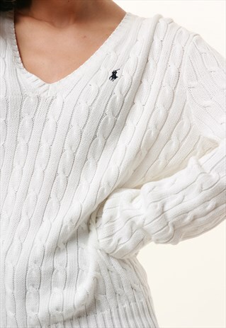 90S VINTAGE RALPH LAUREN WHITE COTTON JUMPER 1124