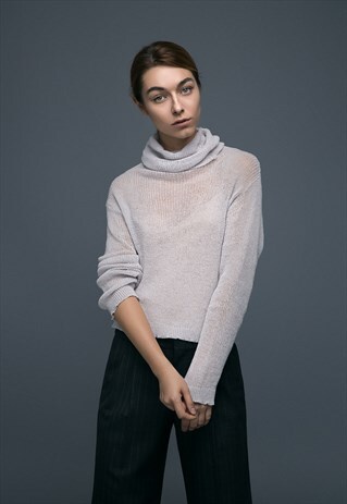 THIN TURTLENECK IN ICE GREY