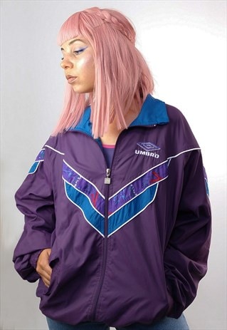 VINTAGE 90'S UMBRO UNISEX SHELL TRACK JACKET IN PURPLE