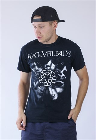 VINTAGE MENS BLACK VEIL BRIDES BIG LOGO T-SHIRT