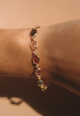 GOLD PLATED SILVER TOURMALINE BRACELET