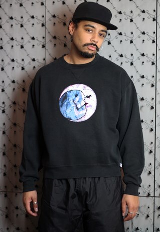 REWORKED REZINA CUSTOMISED MOON PRINT SWEATSHIRT
