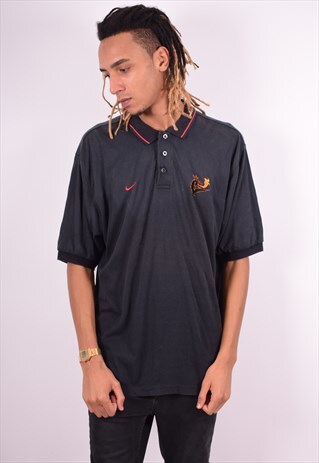 NIKE MENS VINTAGE POLO SHIRT XL BLACK 90'S