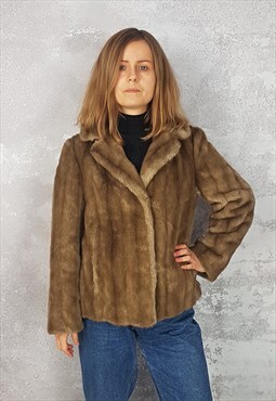 Faux brown fur vintage cropped jacket