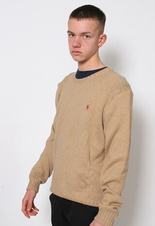VINTAGE RALPH LAUREN BEIGE KNITTED JUMPER