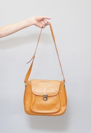 VINTAGE 1970'S 'PIERO GUIDI' MUSTARD YELLOW LEATHER HAND BAG