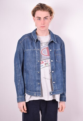 LEVI'S MENS VINTAGE DENIM JACKET MEDIUM NAVY BLUE 90'S