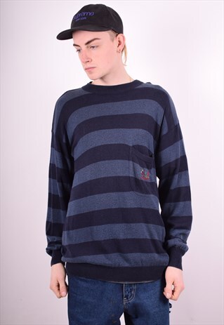 ICEBERG MENS VINTAGE JUMPER SWEATER LARGE BLUE 90'S