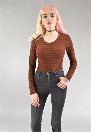 VINTAGE BROWN STRIPEY BODYSUIT
