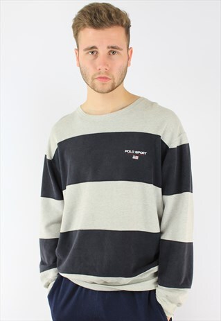 RALPH LAUREN POLO SPORT STRIPED CLASSIC SWEATSHIRT