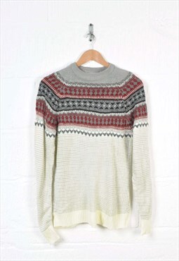 Vintage Knitted Jumper Nordic Retro Pattern Small