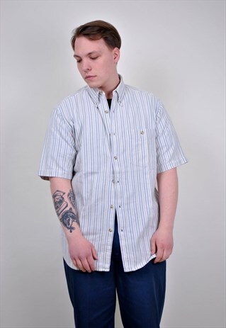 80S STRIPED HERITAGE SHIRT WITH SHORT SLEEVE, SIZE L