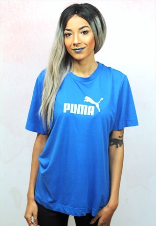 1990S VINTAGE BLUE BRANDED RELAXED FIT TEE