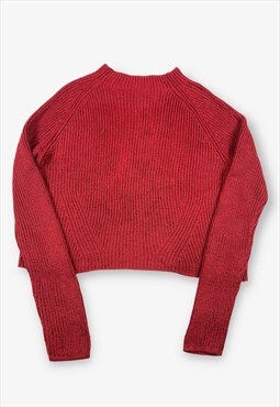 Vintage mossimo cropped knit jumper burgundy xl BV15458