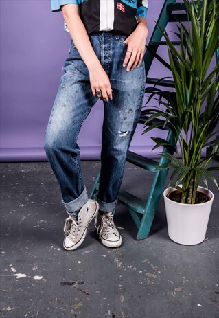 VINTAGE LEVI'S BLUE PAINT MOM JEANS