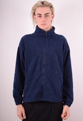 COLUMBIA MENS VINTAGE FLEECE JACKET LARGE NAVY BLUE 90S