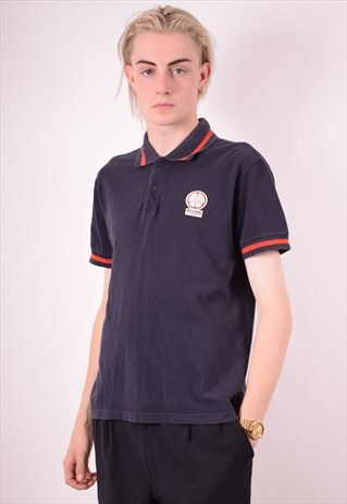 MOSCHINO MENS VINTAGE POLO SHIRT LARGE NAVY BLUE 90S