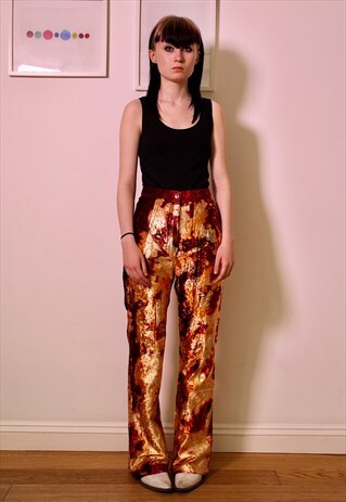 STUNNING VELVET TIE DYE EFFECT FESTIVAL PARTY GOA TROUSERS