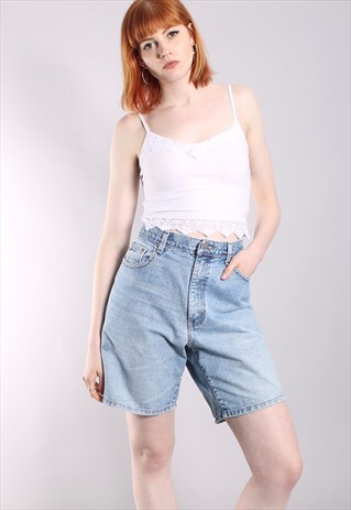 VINTAGE 90S HIGH WAISTED BLUE DENIM SHORTS