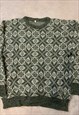 VINTAGE KNITTED JUMPER ABSTRACT PATTERNED KNIT SWEATER