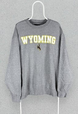 Vintage Wyoming Cowboys Grey Sweatshirt Pullover Mens XXL