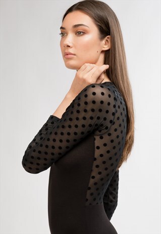 TULLE BODY WITH POLKA DOTS