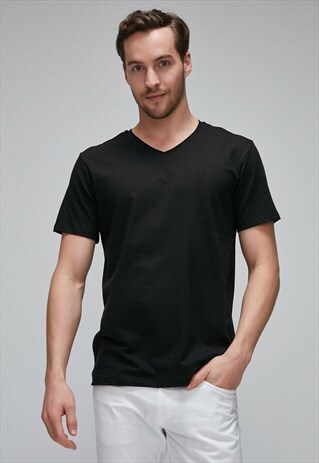 COOPER BLACK COTTON LYCRA BASIC T-SHIRT