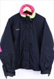 Vintage Columbia Rain Coat Black Zip Up Neon Collar 90s 
