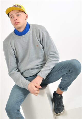 VINTAGE CREW NECK TOMMY HILFIGER JUMPER IN GREY