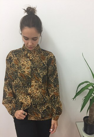ANIMAL PRINT TIGER LION VINTAGE PATTERN SHIRT