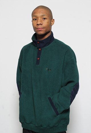VINTAGE FILA 1/4 BUTTON FLEECE GREEN