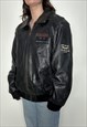 Leather bomber jacket vintage 90s cargo pockets badges