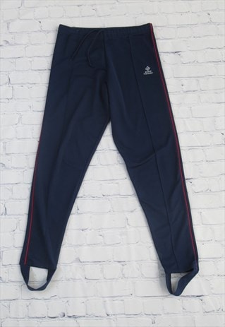 90S NAVY BLUE PLEATED TRACKSUIT BOTTOMS WITH FOOT STRAP