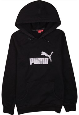 Vintage 90's Puma Hoodie Pullover Spellout Black Medium