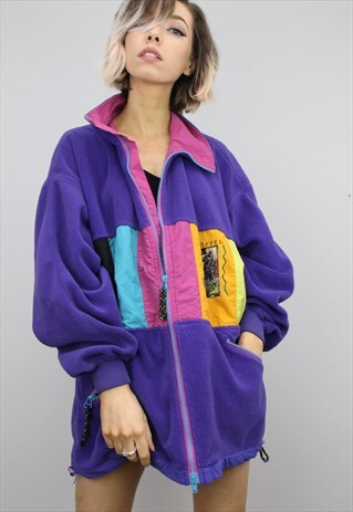 VINTAGE 90S OVERSIZED COLOURFUL FLEECE