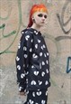 BROKEN HEART HOODIE HANDMADE LOVE EMOJI PULLOVER IN BLACK