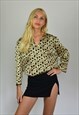VINTAGE TOP BLACK AND GOLD METALLIC SHIRT / TOP
