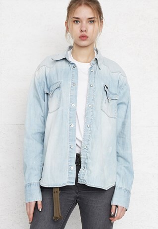 VINTAGE BLUE LEE LONG SLEEVE DENIM SHIRT