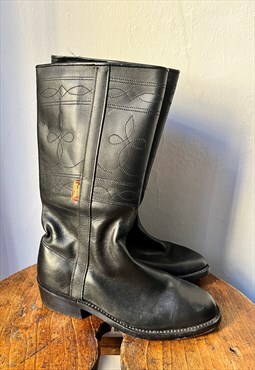 Vintage 90s Cowboy Boots Ankle in Black UK 3