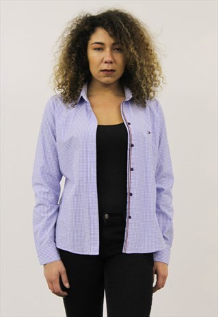 VINTAGE 1990S BLUE CHECKED TOMMY HILFIGER SHIRT