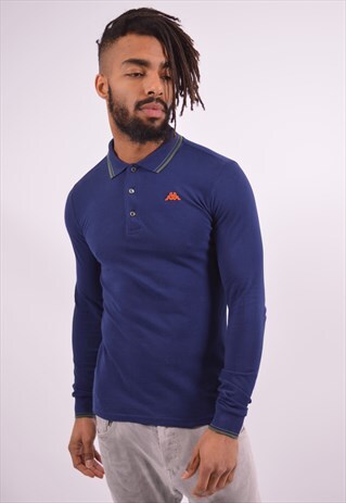 KAPPA MENS VINTAGE POLO SHIRT SMALL BLUE 90S