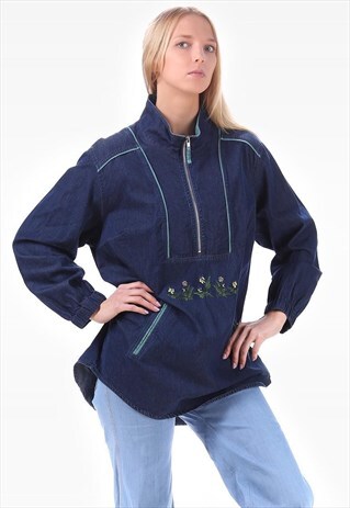 VINTAGE JEAN SHIRT JACKET EMBROIDERY