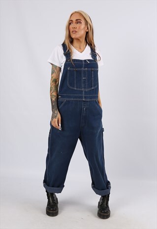 VINTAGE USA ROEBUCKS DENIM DUNGAREES WIDE LEG M / L (51S)