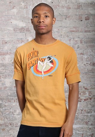 VINTAGE GUESS PRINT T-SHIRT YELLOW
