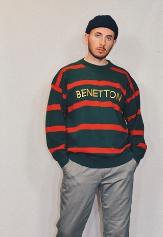 RARE VINTAGE 90S BENETTON STRIPED SWEATER SWEATSHIRT
