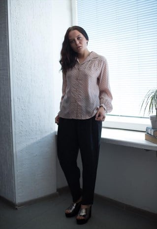 VINTAGE 70'S LIGHT BROWN PATTERNED SHIRT