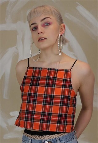 CROP TOP IN ORANGE TARTAN
