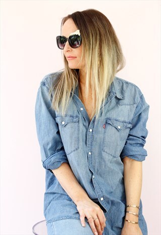 VINTAGE 80'S RETRO LEVI'S DENIM SHIRT BLOUSE